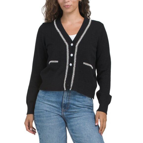 RAIN + ROSE Black Ladylike Cardigan - Picture 1 of 2